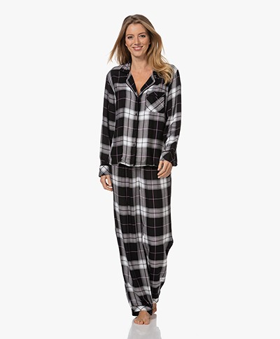 Rails Clara Geruite Visgraat Twill Pyjama - Black Storm Berry