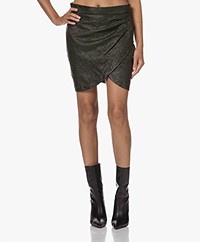 Zadig & Voltaire Julipe Crinkle Leather Mini Skirt - Khaki