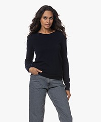 Repeat Organic Cashmere Boat Neck Sweater - Navy
