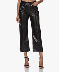 FRAME Le Jane Crop Recycled Leather Pants - Black
