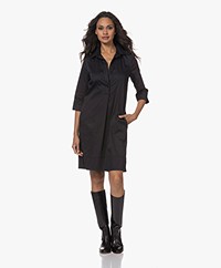 LaSalle Cotton Blend Shirt Dress - Black