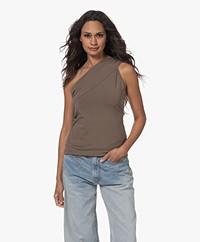 CAES Organic Cotton One-Shoulder Top - Sepia