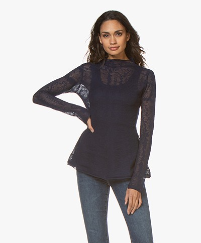 By Malene Birger Mauria Delicate Knitted Blouse - Night Blue