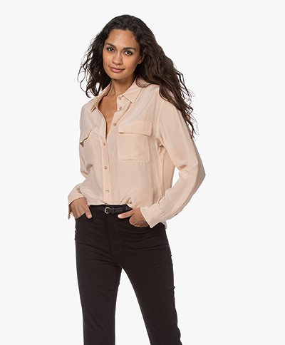 Equipment Signature Washed-silk Blouse - Nude