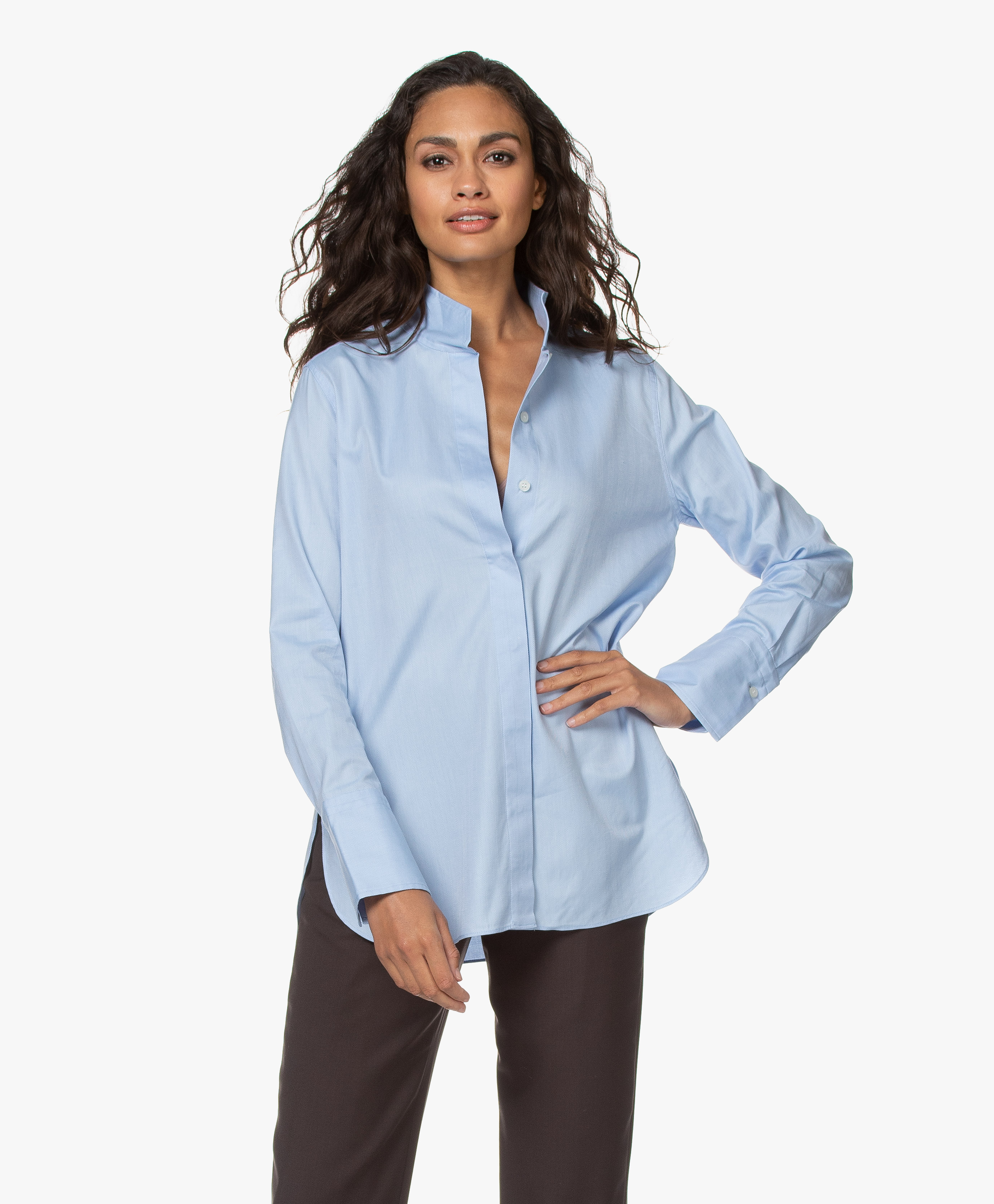 By Malene Birger Leijai Herringbone Blouse - Light Blue - leijai 21k