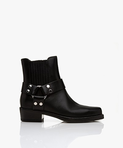 RE/DONE Cavalry Leather Ankle Boots - Black