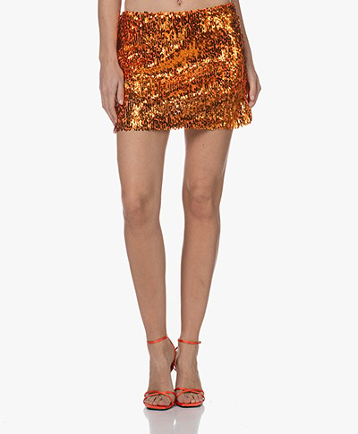 ROTATE Sequin Mini Skirt - Vibrant Orange