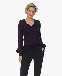 Plein Publique La Victoria Merino Wool Plumetis Sweater - Dark Violet