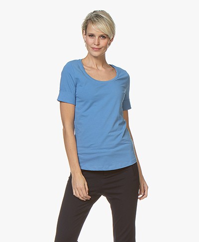 Repeat Cotton Scoop Neck T-shirt - Blue Jeans