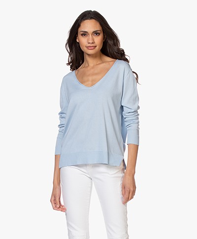 Josephine & Co Brooklyn Tencel Blend V-neck Sweater - Light Blue