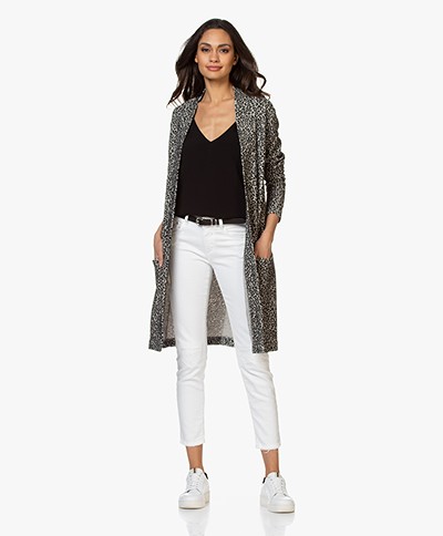 no man's land Burn-out Leopard Cardigan - Marble