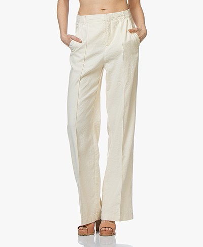 BOSS Sulotte Linen Blend Wide Leg Pants - Open White