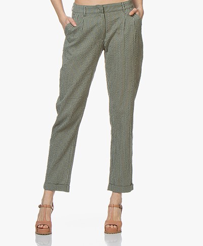 indi & cold Striped Mousseline Pants - Khaki