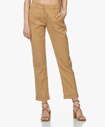 indi & cold Striped Mousseline Pants - Ochre Yellow