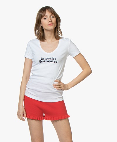 La Petite Française Thibault Logo T-Shirt - Wit