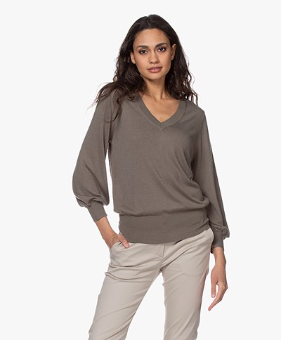 Repeat Fine Knitted Cashmere Sweater - Khaki