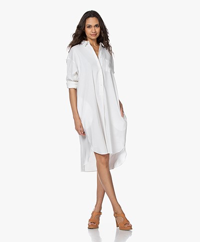 Woman by Earn Wies Stretch Linen Blend Shirt Dress - White
