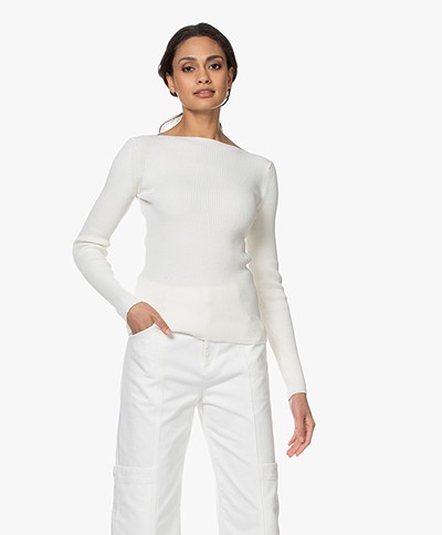 Woman By Earn Rory Cotton Boatneck Sweater - White