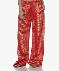by-bar Benji Red Groove Print Pants - Red/beige - Red/beige