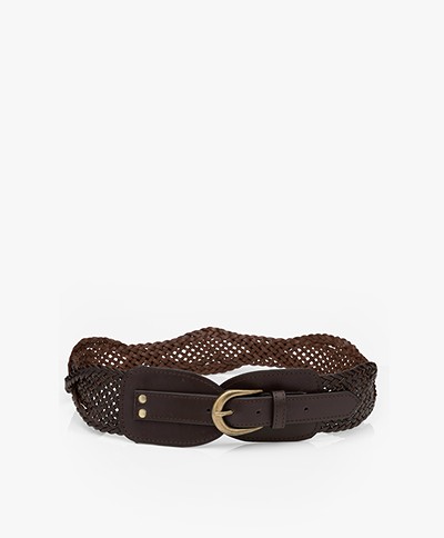 Mes Demoiselles Canyon Braided Leather Waist Belt - Brown