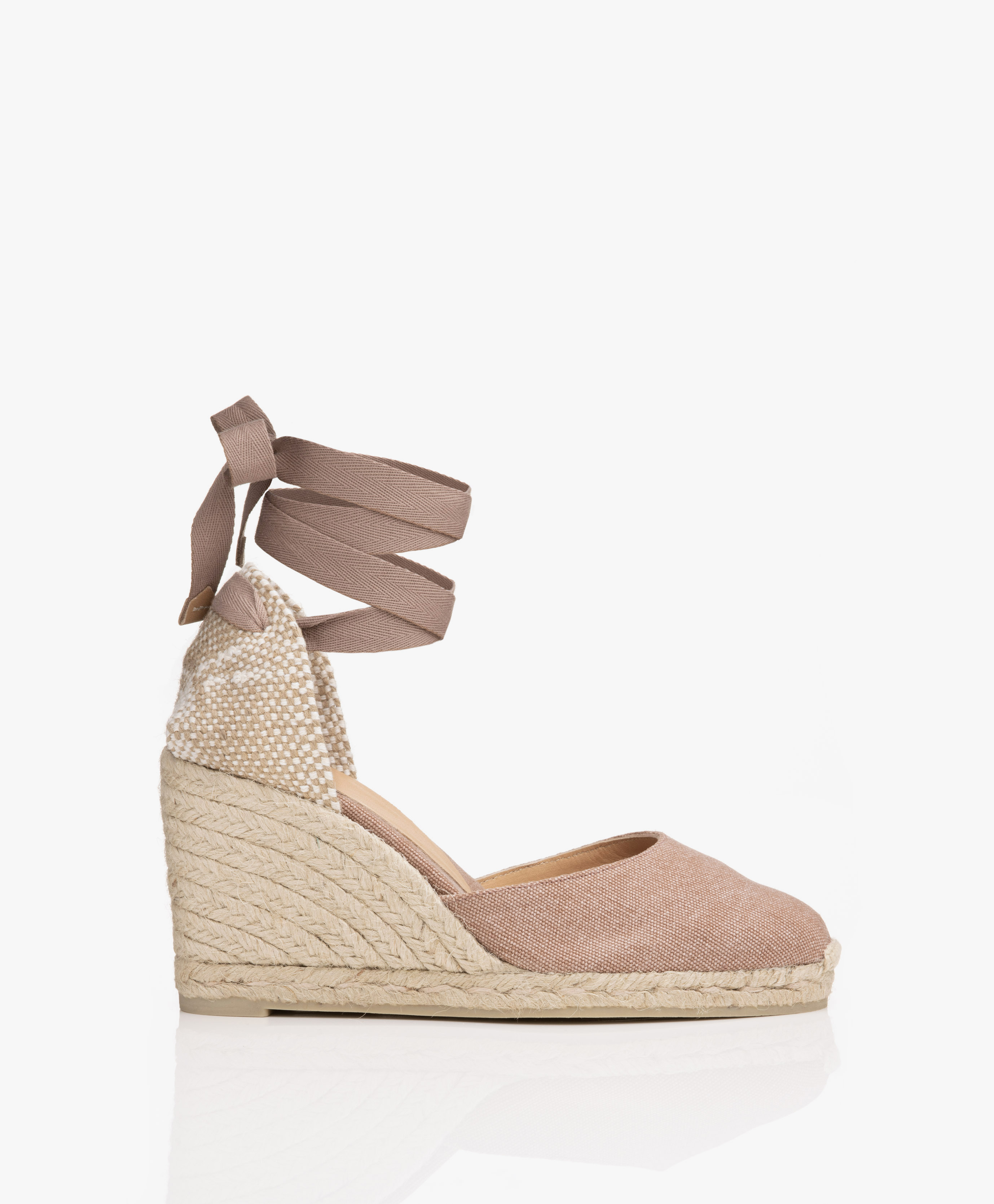 Castaner Carina 10cm Canvas Wedge Espadrilles - Dusty Pink - 816 - dusty pink