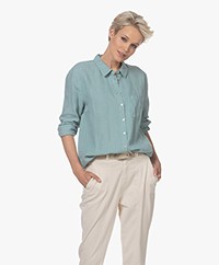 Belluna Vicky Linen Shirt Blouse - Green