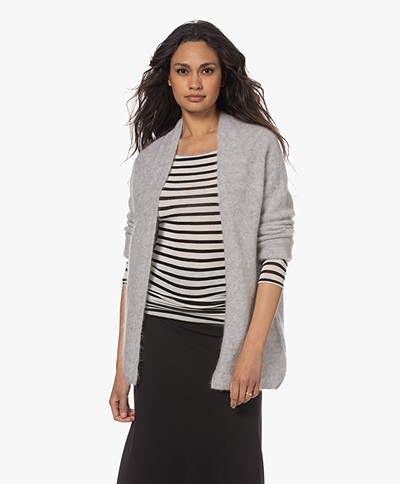 no man's land Mohair and Merino Wool Blend Cardigan - Pearl Grey