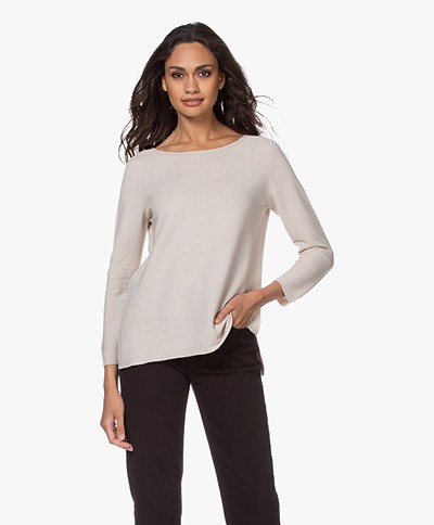 no man's land Cotton Cropped Sleeve Sweater - Soft Sand