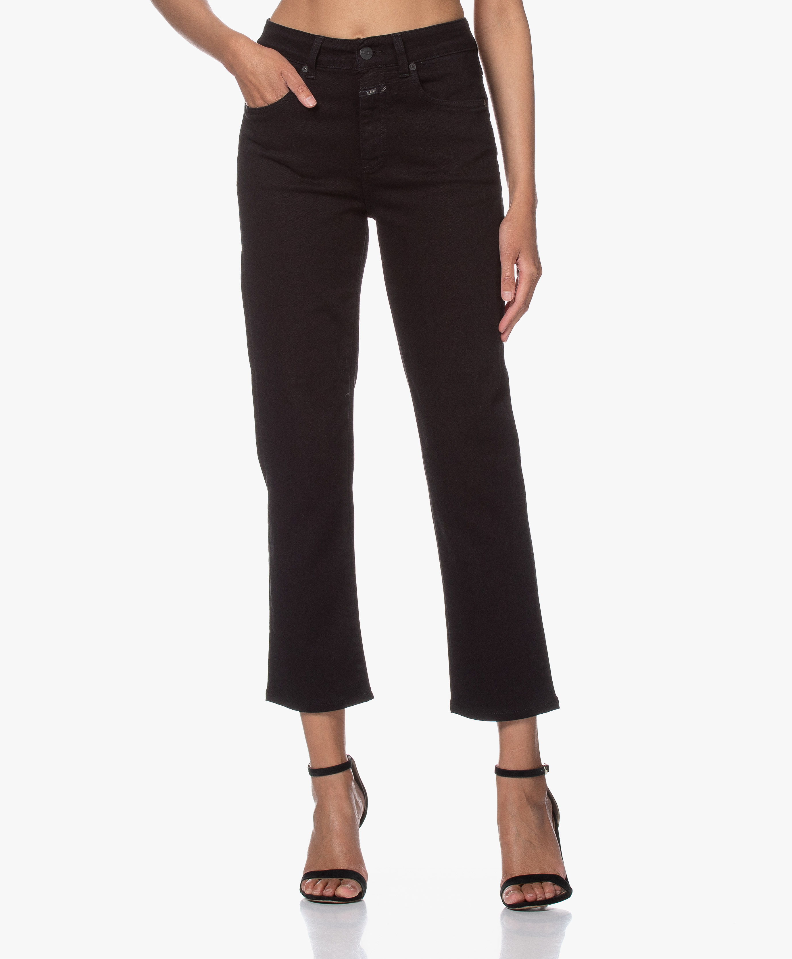 black high waisted cropped jeans