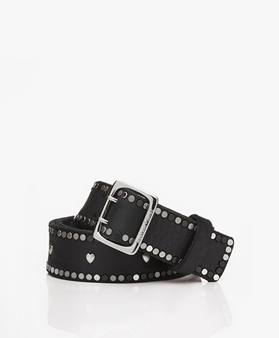 Zadig & Voltaire Starlight Coeur Leather Belt - Black 