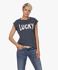 by-bar Lucky Thelma Flock Print T-shirt - Opal Blue