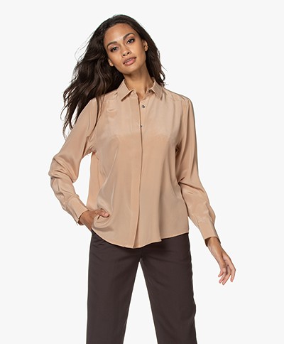 Repeat Silk Shirt Blouse - Camel