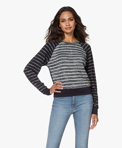 Rag & Bone The Knit Striped Pullover - Heathered Navy