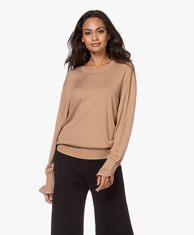 Repeat Fine Knitted Bamboo Blend Sweater - Camel