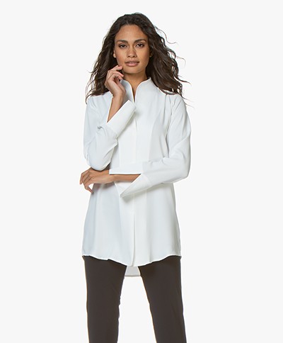 Woman by Earn Nada Blouse with Stand-up Collar - Off-white