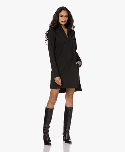 Woman by Earn Laura Crepe Dress with Zip Collar - Black