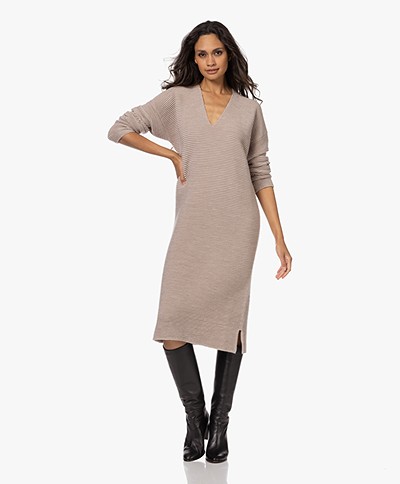 LaSalle Rib Knitted Virgin Wool Dress - Natural