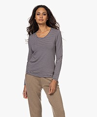 Belluna Bretonne Gestreepte Viscose Jersey Longsleeve - Navy/Beige 