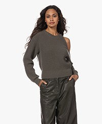 Lisa Yang Leora Cold Shoulder Ribbed Cashmere Sweater - Fern