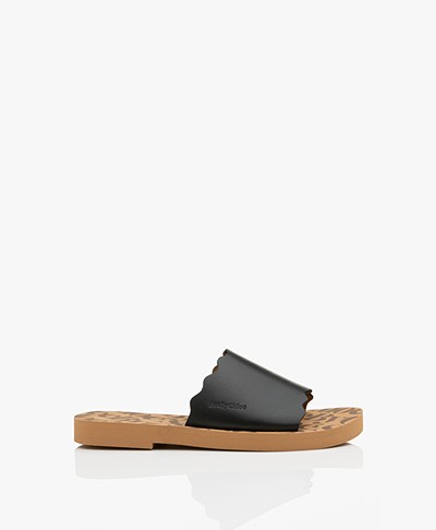 See by Chloé Essie Leather Slippers - Black/Brown