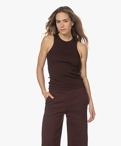 Róhe Car Rib Knitted Cotton Tank Top - Mulberry