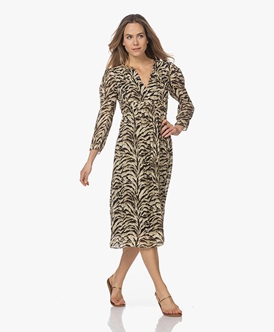ba&sh Imany Viscose Tiger Print Dress - Beige