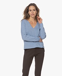 Sibin/Linnebjerg Delia Merino Blend V-neck Sweater - Light Denim Blue