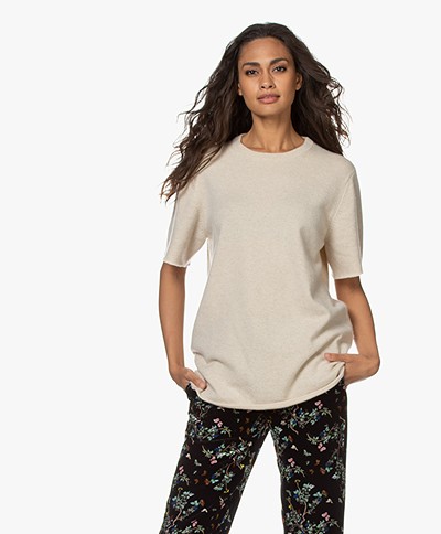 extreme cashmere N°64 Long Knitted Cashmere T-shirt - Latte