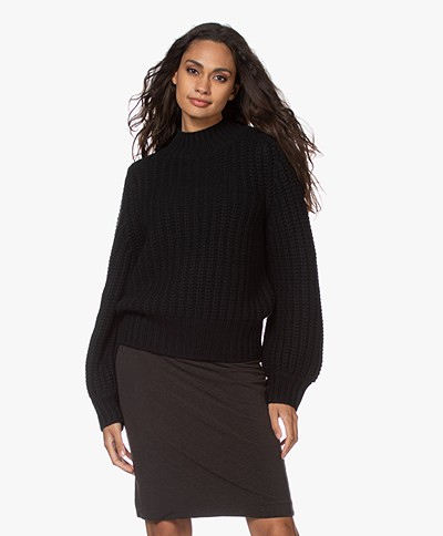 Repeat Luxury Cashmere Fisherman's Sweater - Black
