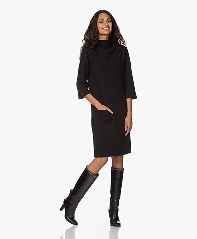 LaSalle Milano Knitted Turtleneck Dress - Black