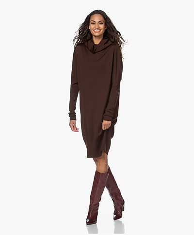 Woman by Earn Annie Merino Knitted Turtleneck Dress - D.Brown