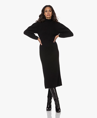 ba&sh Felicity Wool Blend Turtleneck Dress - Black