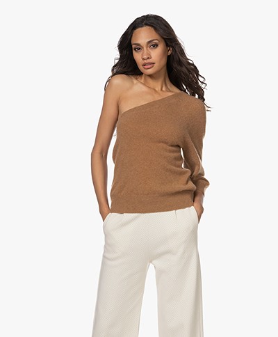 Skin Pascale Asymmetric One-shoulder Cashmere Sweater - Dark Vicuna