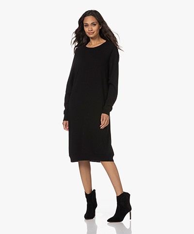 Sibin/Linnebjerg Cannes Knitted Merino Wool Blend Dress - Black